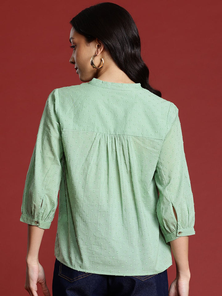 all about you Dobby Detail Pure Cotton Shirt Style Top