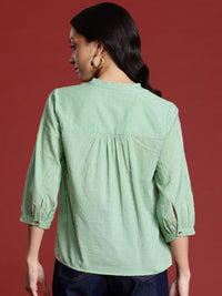 all about you Dobby Detail Pure Cotton Shirt Style Top