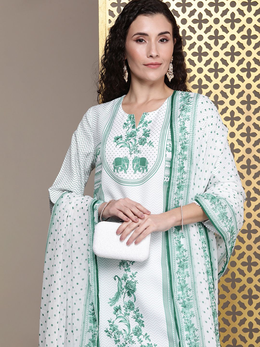 House of Pataudi Women Jashn Ethnic Motifs Printed Kurta with Palazzos & Dupatta
