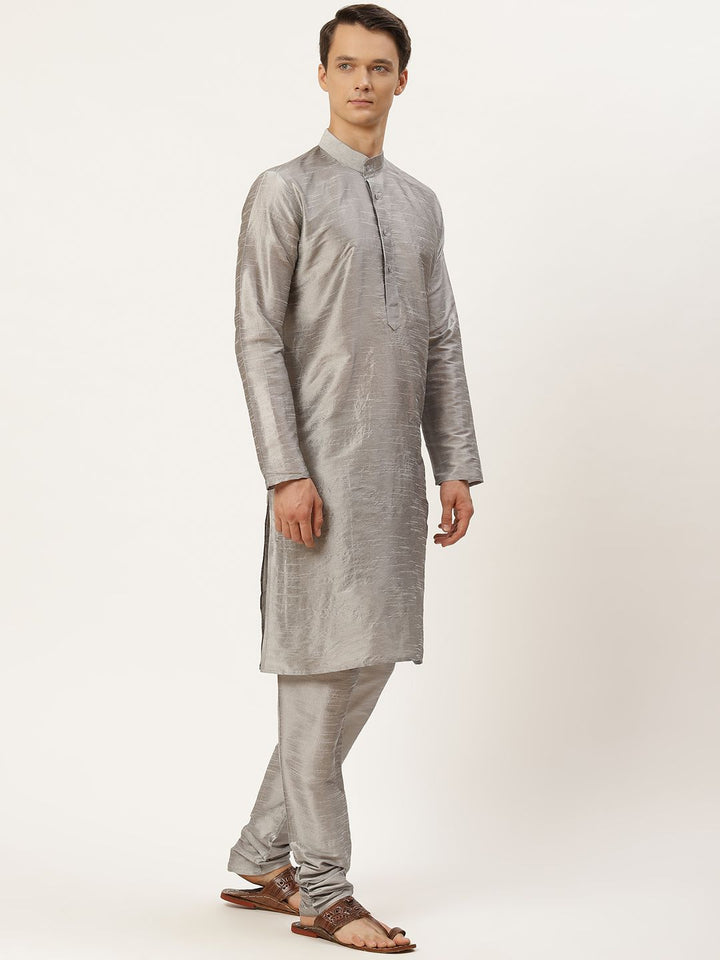 SOJANYA Men Grey Kurta with Churidar With Jacket