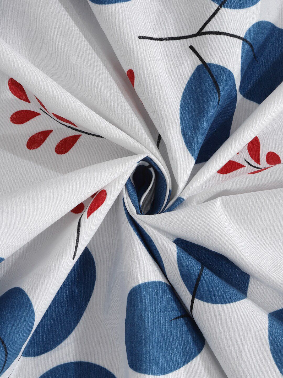 KLOTTHE White Floral Cotton 300 TC Fitted King Fine Bedsheet with 2 Pillow Covers-98 x 89 inches