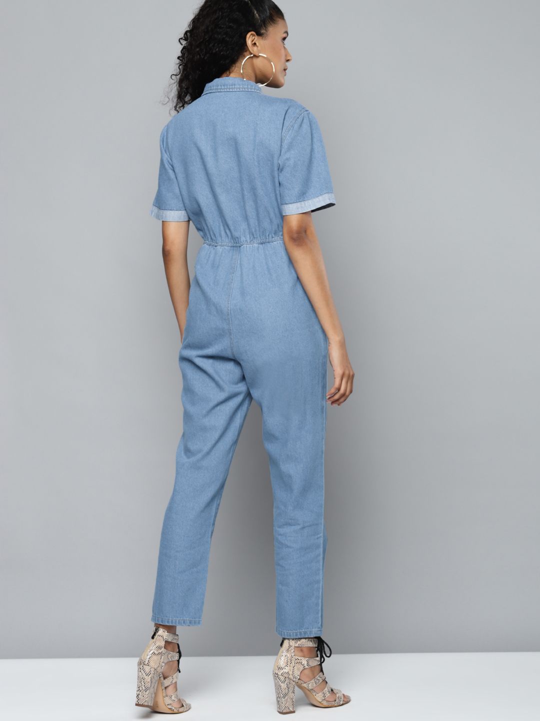 SASSAFRAS Blue Denim Belted Jumpsuit