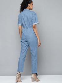 SASSAFRAS Blue Denim Belted Jumpsuit