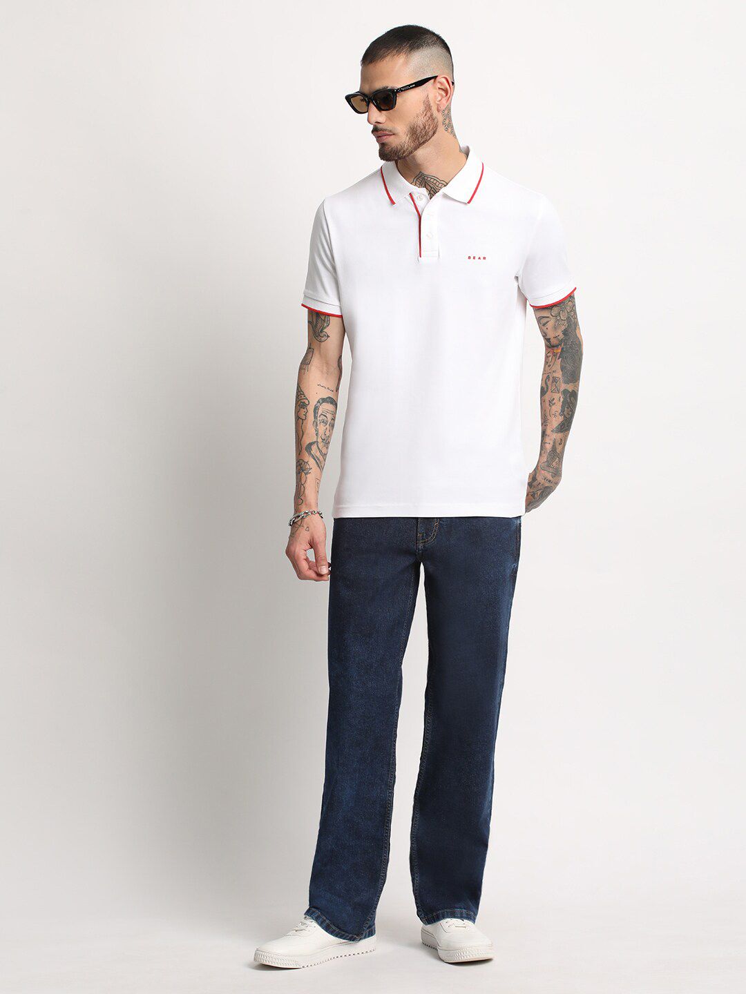 THE BEAR HOUSE Polo Collar Slim Fit Pure Cotton T-shirt