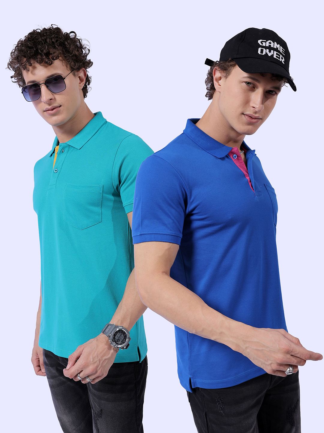 The Indian Garage Co Pack Of 2 Polo Collar Pockets T-shirt