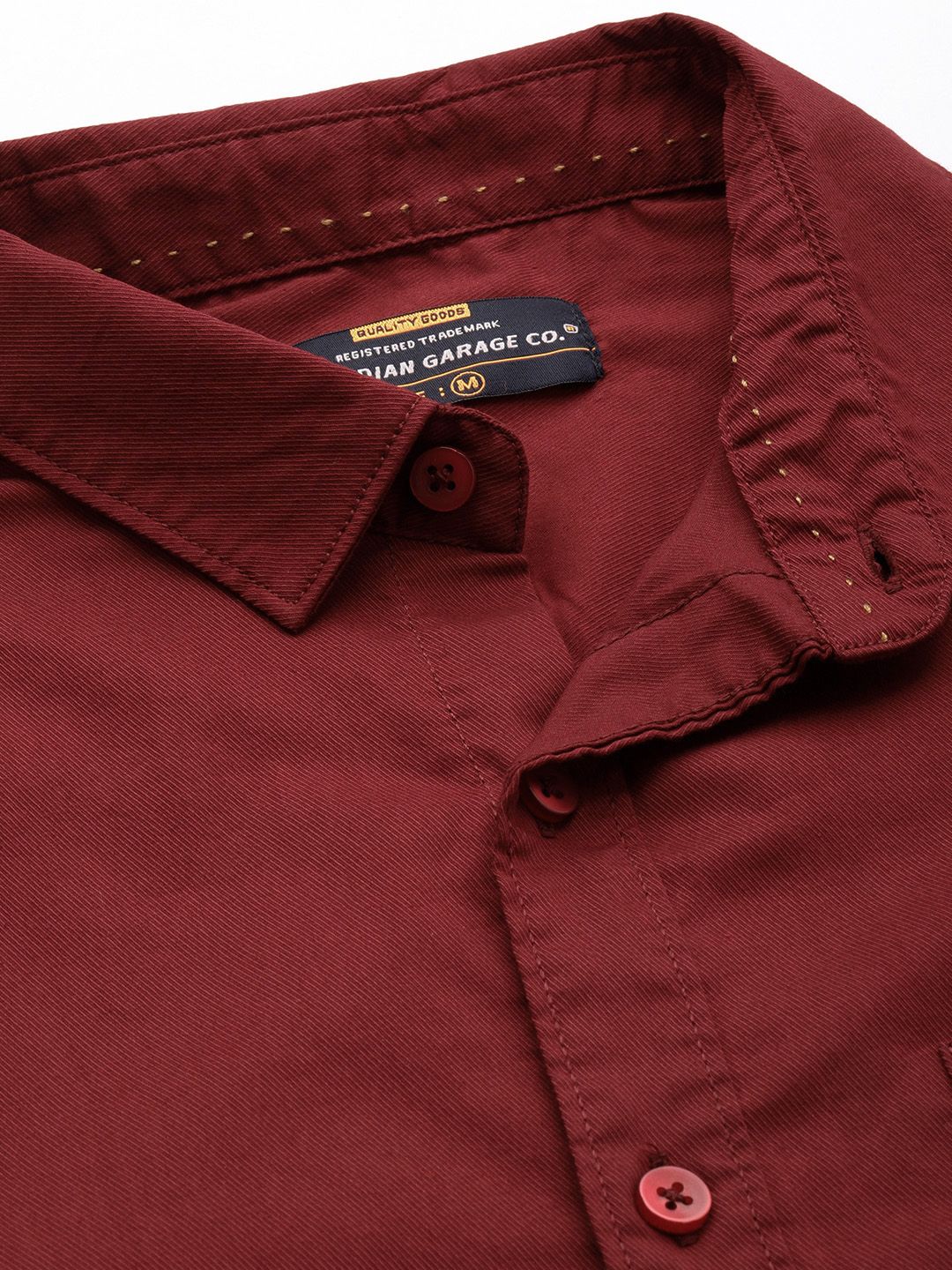 The Indian Garage Co Men Rust Brown Solid Comfort Cotton Shirt