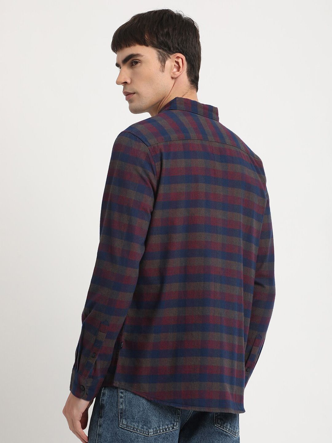 THE BEAR HOUSE Tartan Checks Slim Fit Pure Cotton Casual Shirt