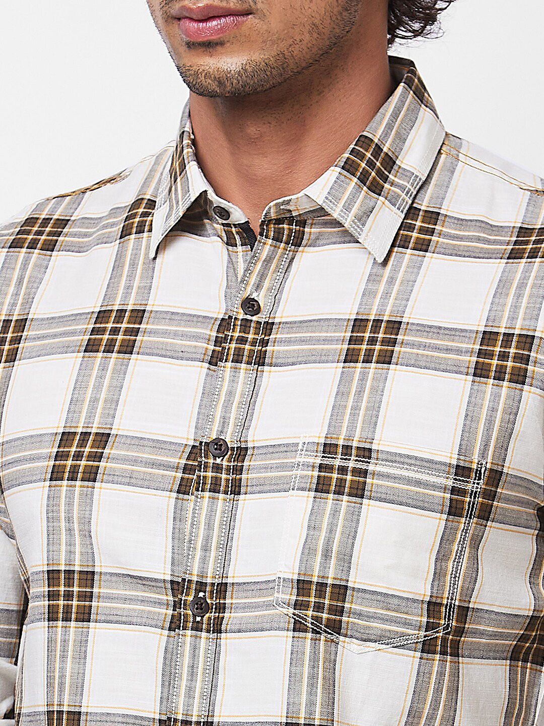 SPYKAR Long Sleeves Regular Fit Tartan Checks Opaque Checked Pure Cotton Casual Shirt