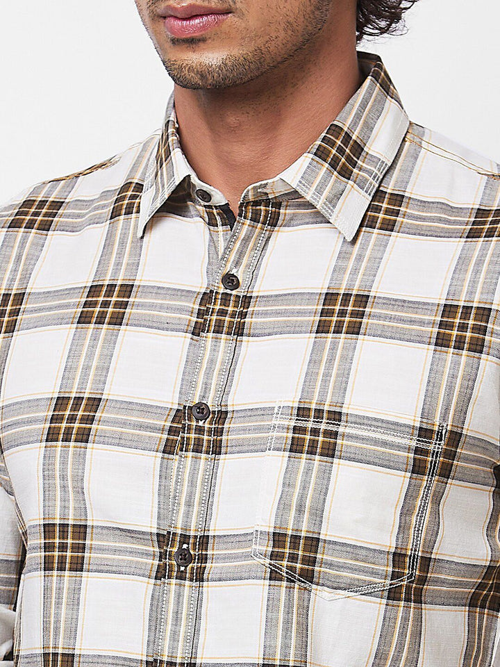 SPYKAR Long Sleeves Regular Fit Tartan Checks Opaque Checked Pure Cotton Casual Shirt