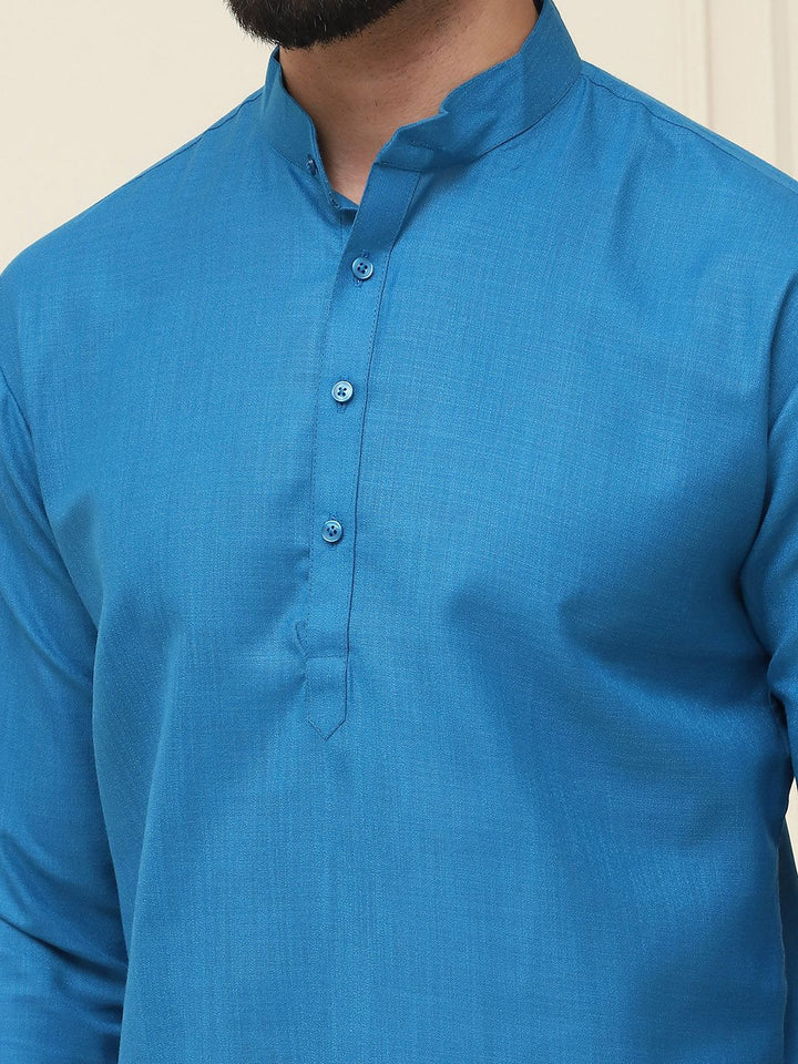 SOJANYA Lengan Roll-Up Kolar Band Kurta Lurus