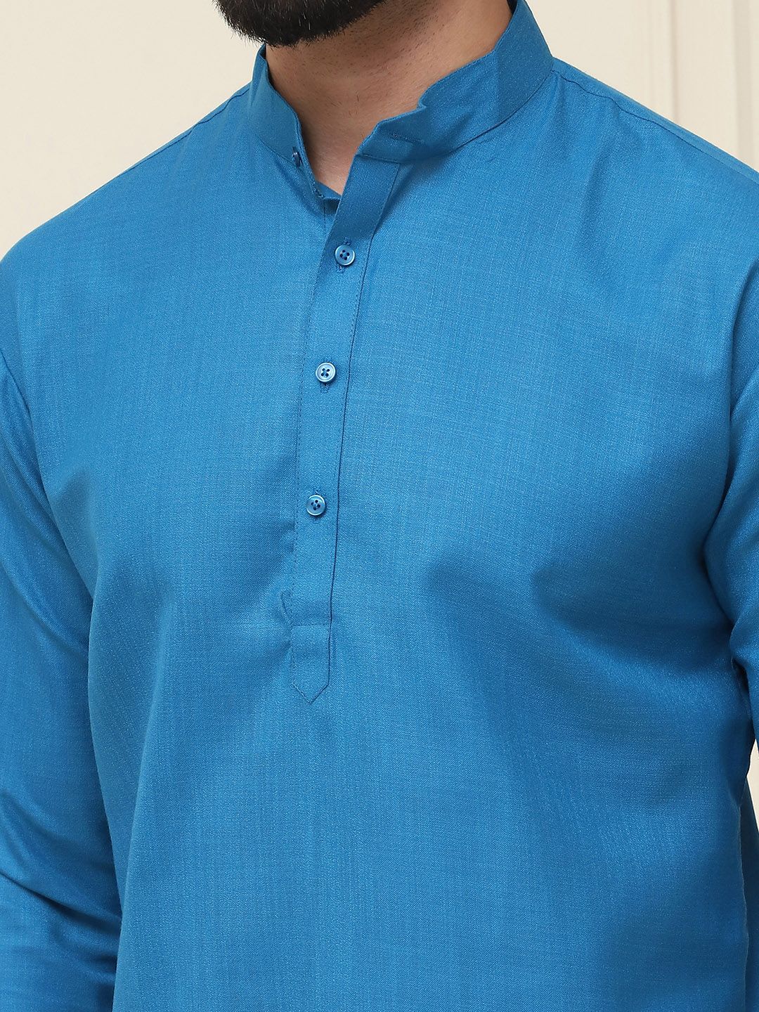 SOJANYA Lengan Roll-Up Kolar Band Kurta Lurus