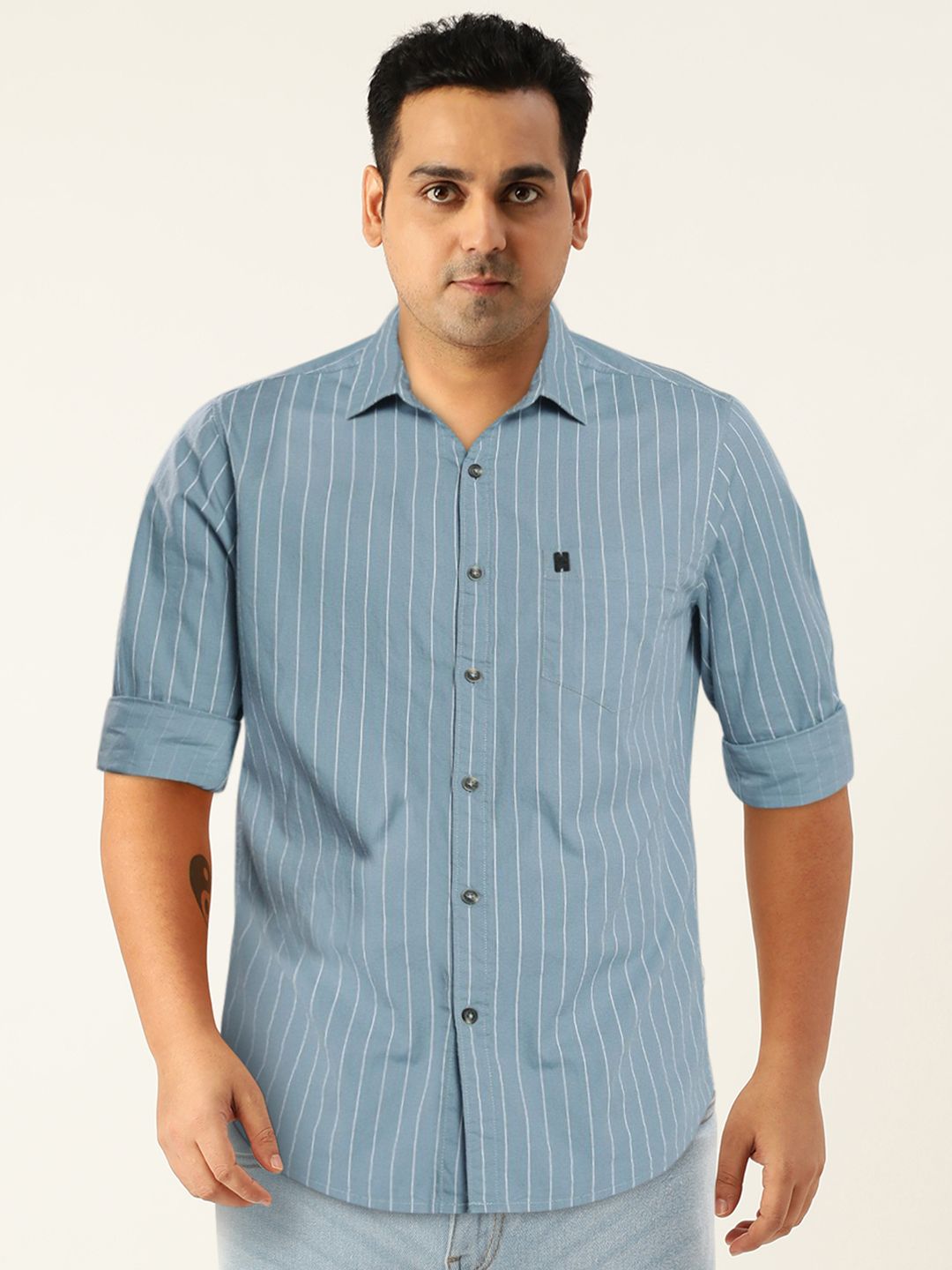 The Indian Garage Co Men Pinstripes Casual Shirt