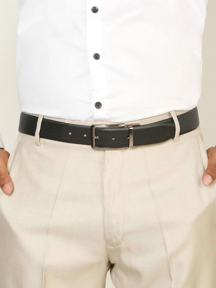 Teakwood Leathers Men Textured Leather Reversible Belt