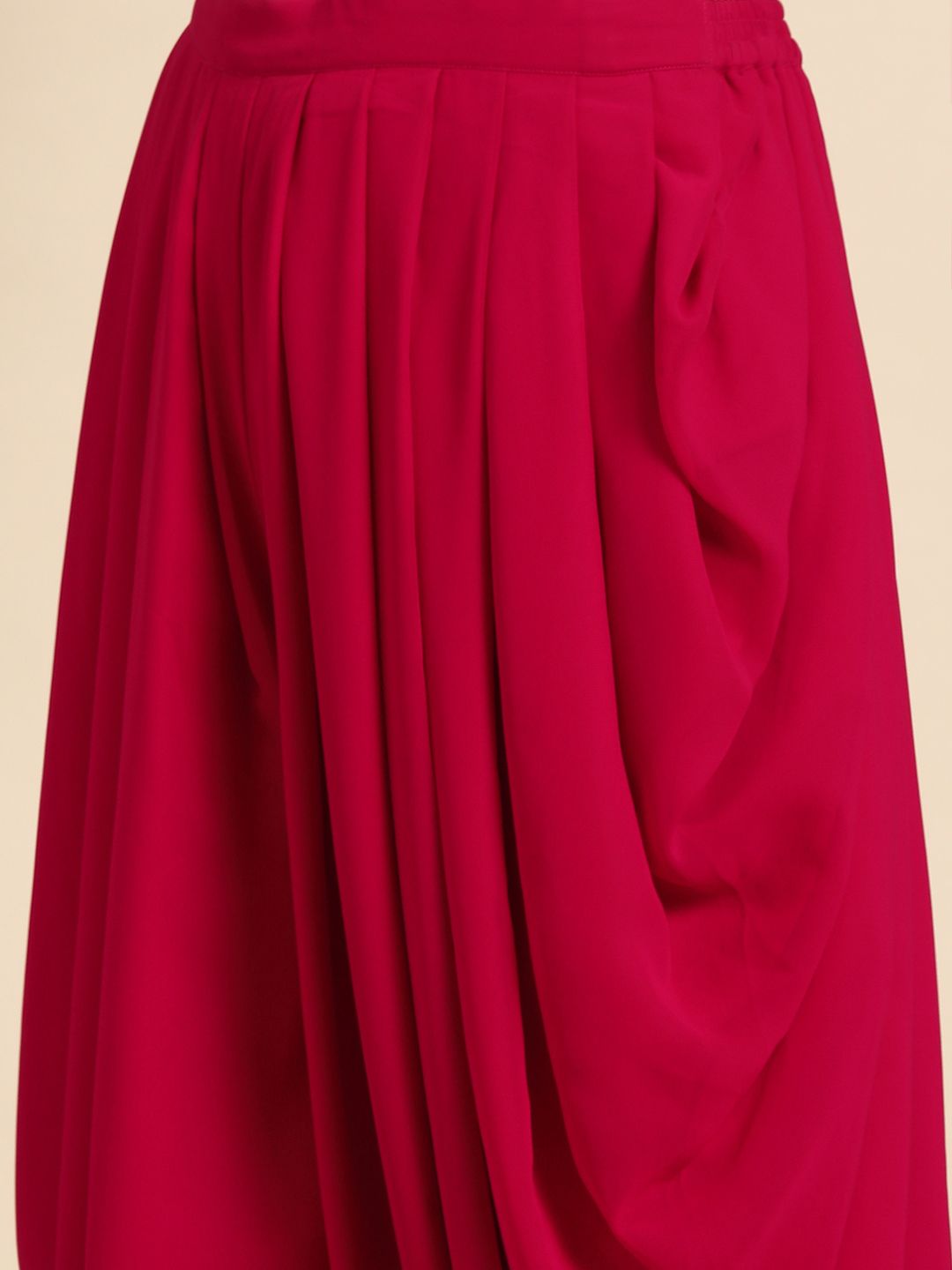 Libas Pure Georgette Ruffled Detail Dhoti Saree with Stitched Blouse