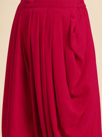 Libas Pure Georgette Ruffled Detail Dhoti Saree with Stitched Blouse