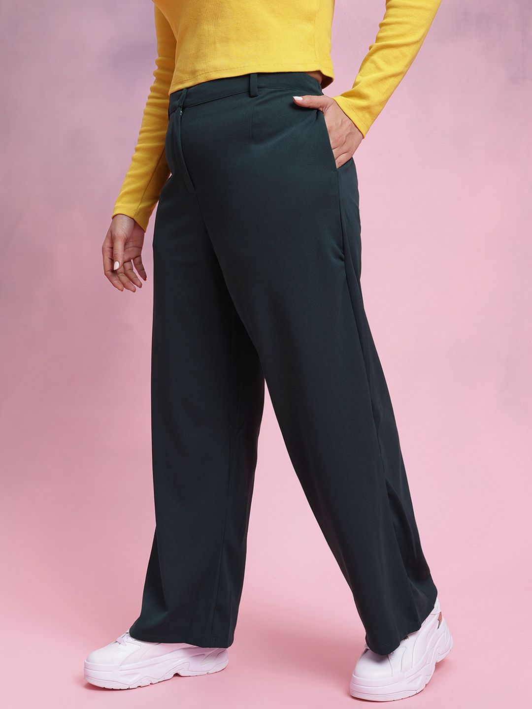 Women Plus Size Regular Fit Trousers