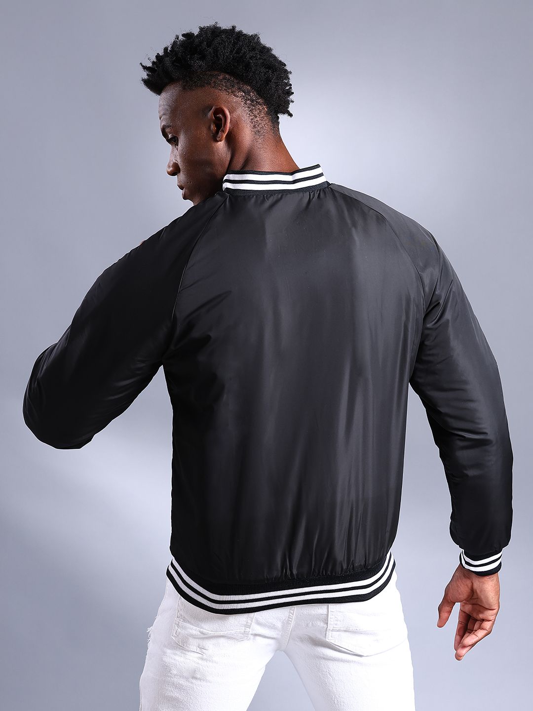 The Indian Garage Co Men Slim Fit Zip-Front Bomber Jacket