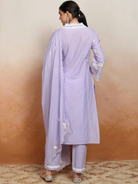 Vishudh Ethnic Motifs Embroidered Pure Cotton Kurta With Trouser & Dupatta