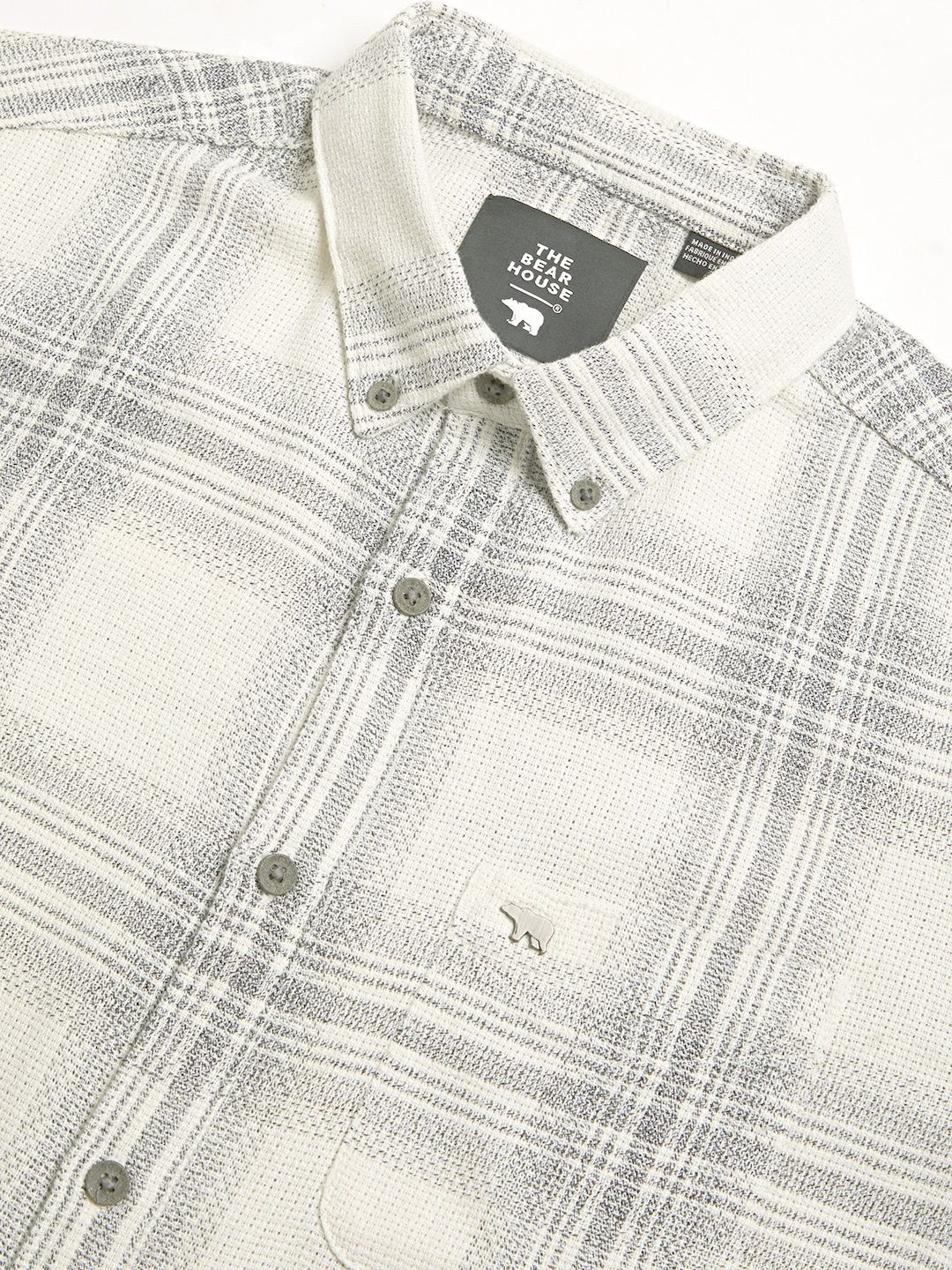 THE BEAR HOUSE Men Slim Fit Tartan Checks Button-Down Collar Opaque Casual Shirt