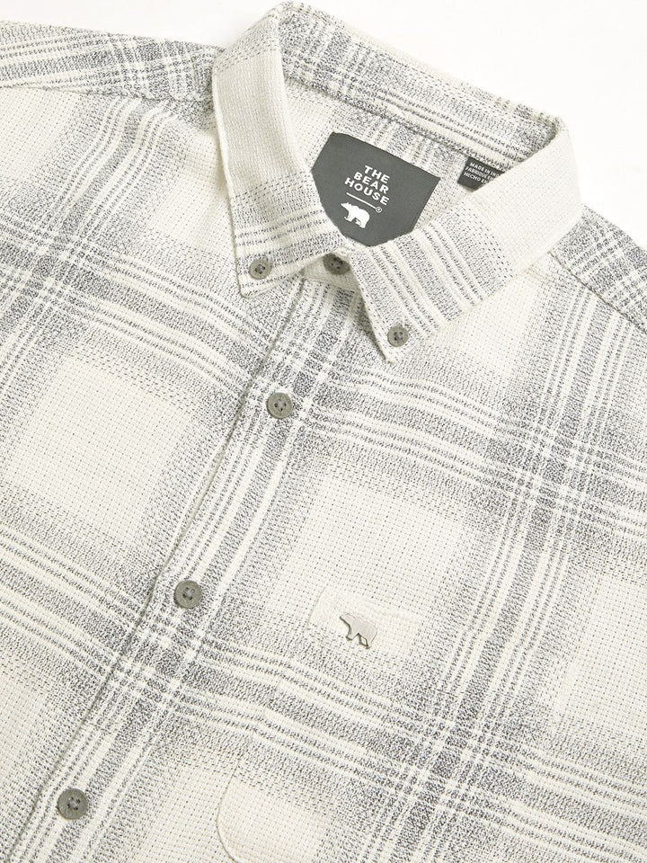 THE BEAR HOUSE Men Slim Fit Tartan Checks Button-Down Collar Opaque Casual Shirt