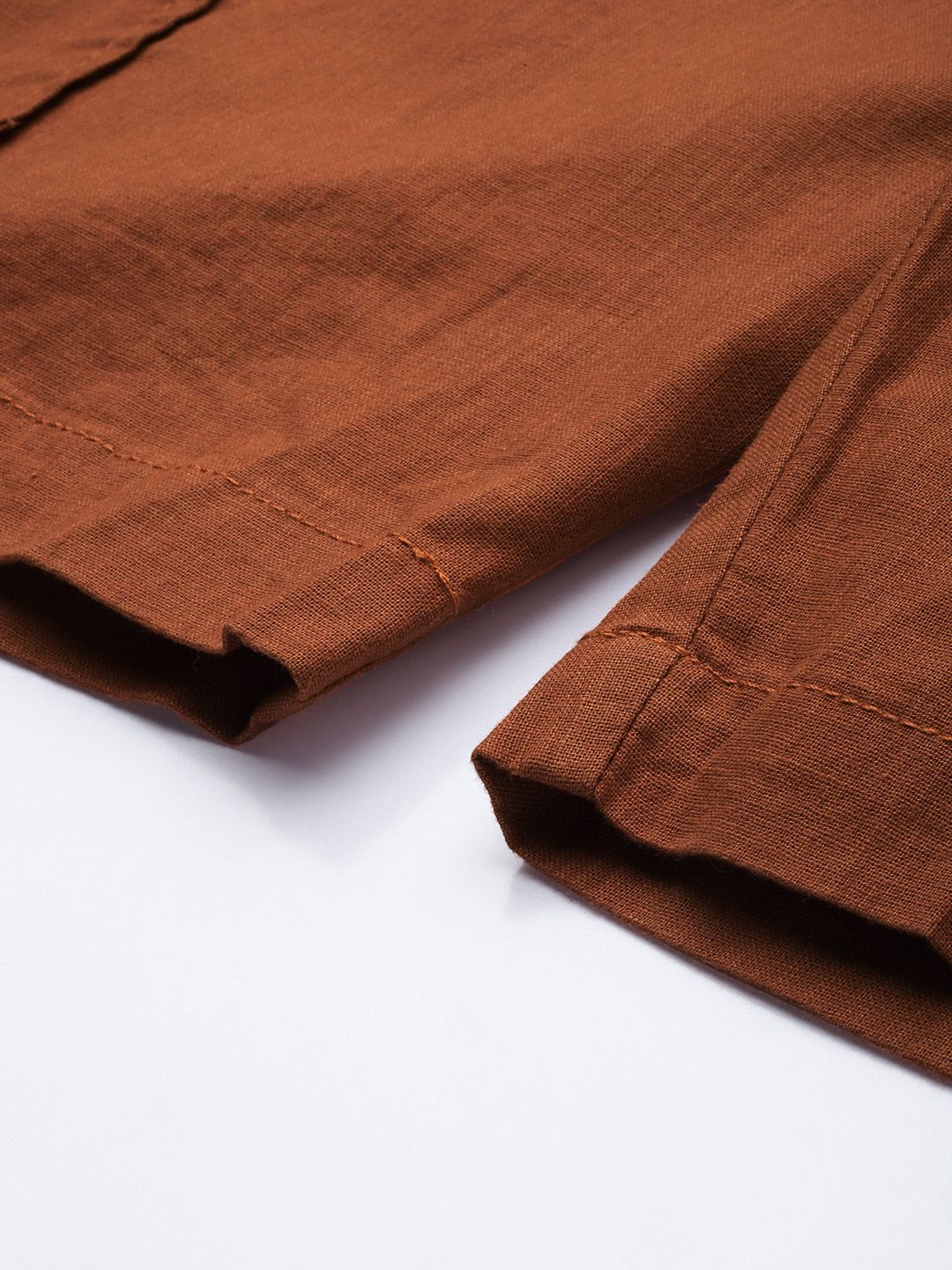 The Indian Garage Co Men Linen Cotton Slim Fit Cargo Shorts