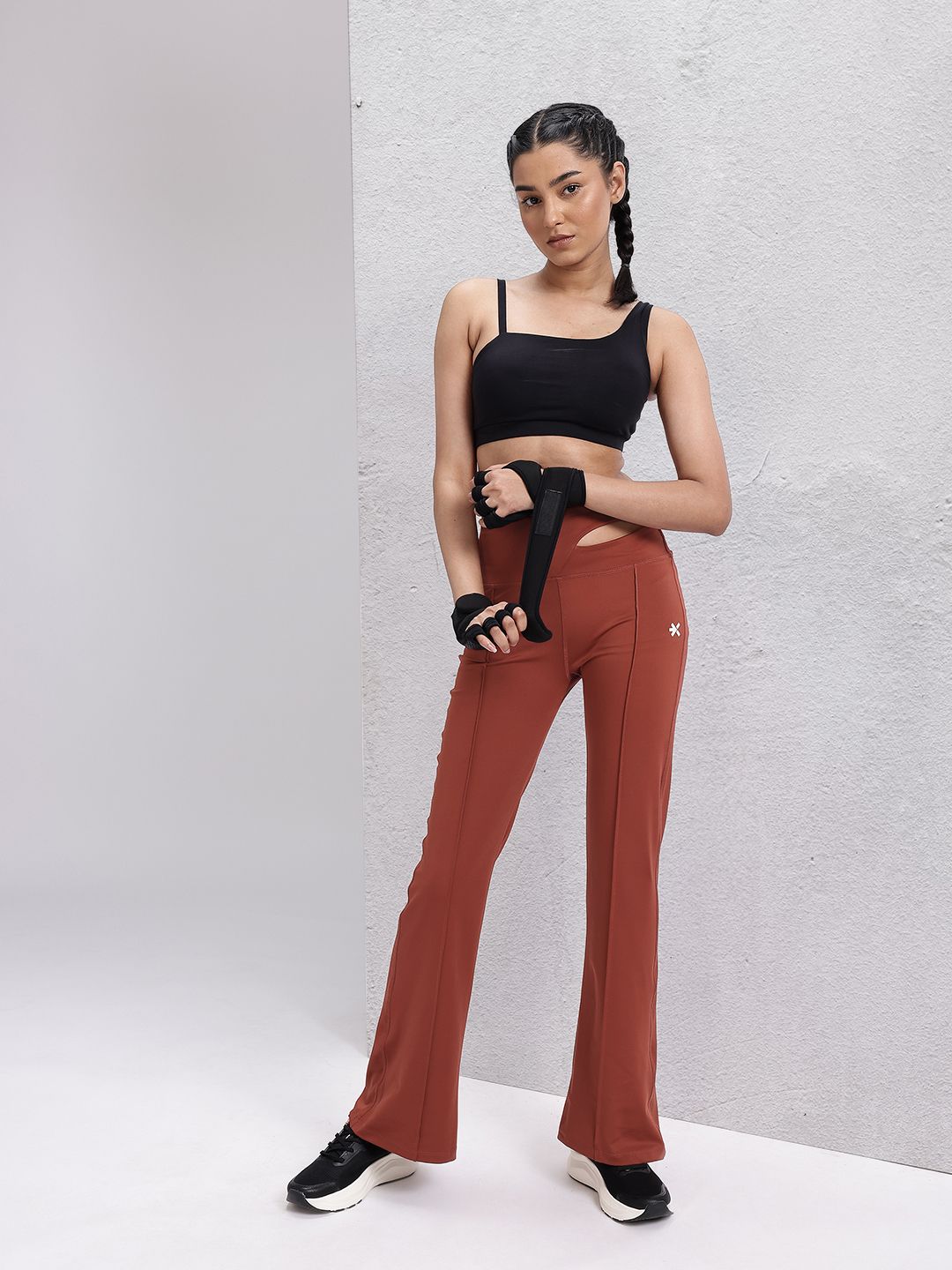 HRX by Hrithik Roshan Women High-Rise Cut-Out Detail Rapid-Dry Flared Training Tights