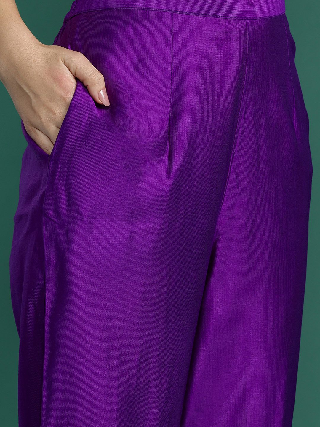 Indo Era Floral Embroidered Sequinned Liva Kurta With Trousers & Dupatta