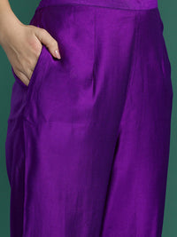 Indo Era Floral Embroidered Sequinned Liva Kurta With Trousers & Dupatta