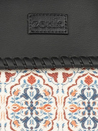 ZOUK Agra Floral Printed Jute Handheld Bag