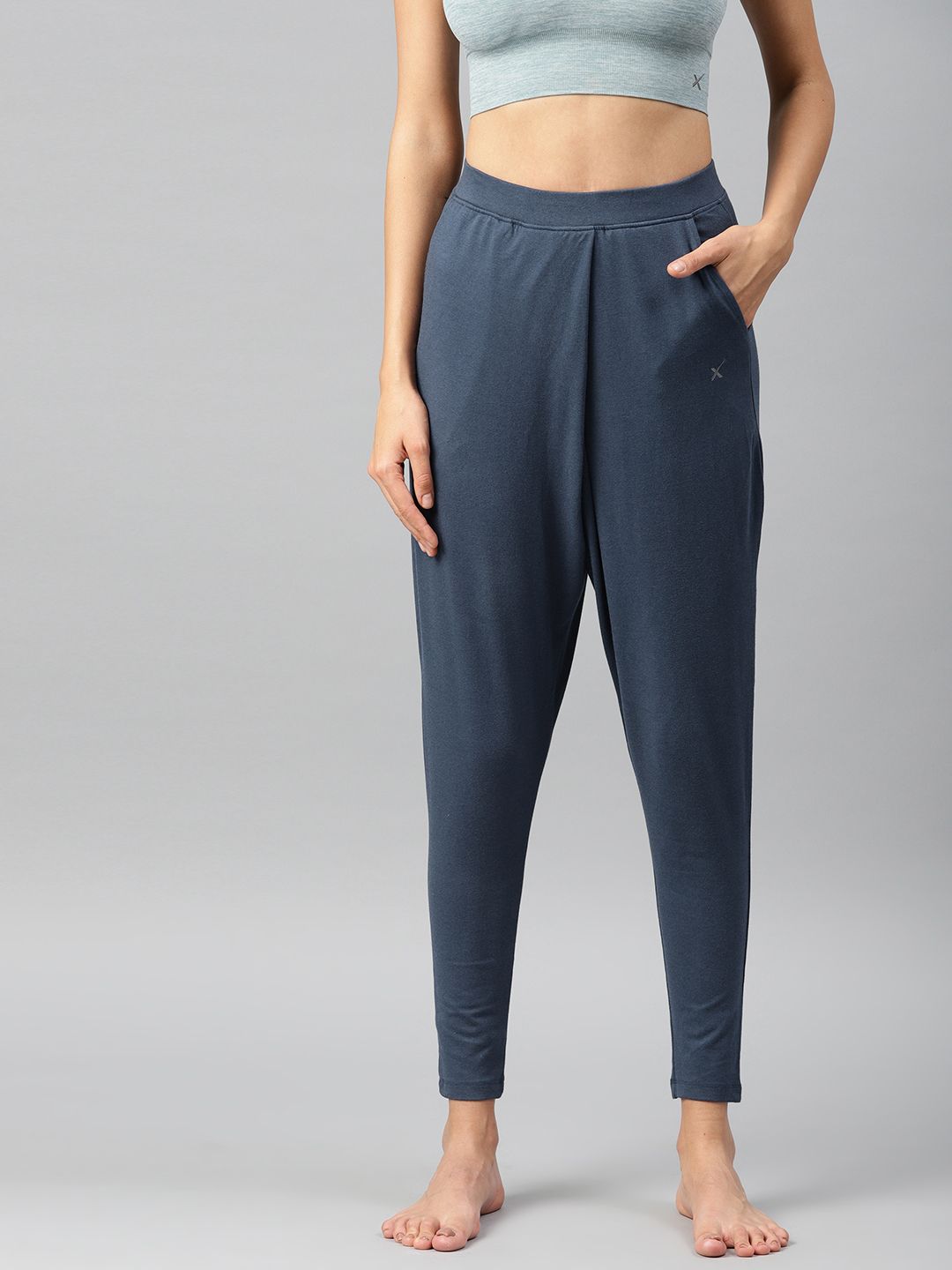 HRX by Hrithik Roshan Women Navy Solid Regular Fit Yoga Track Pants