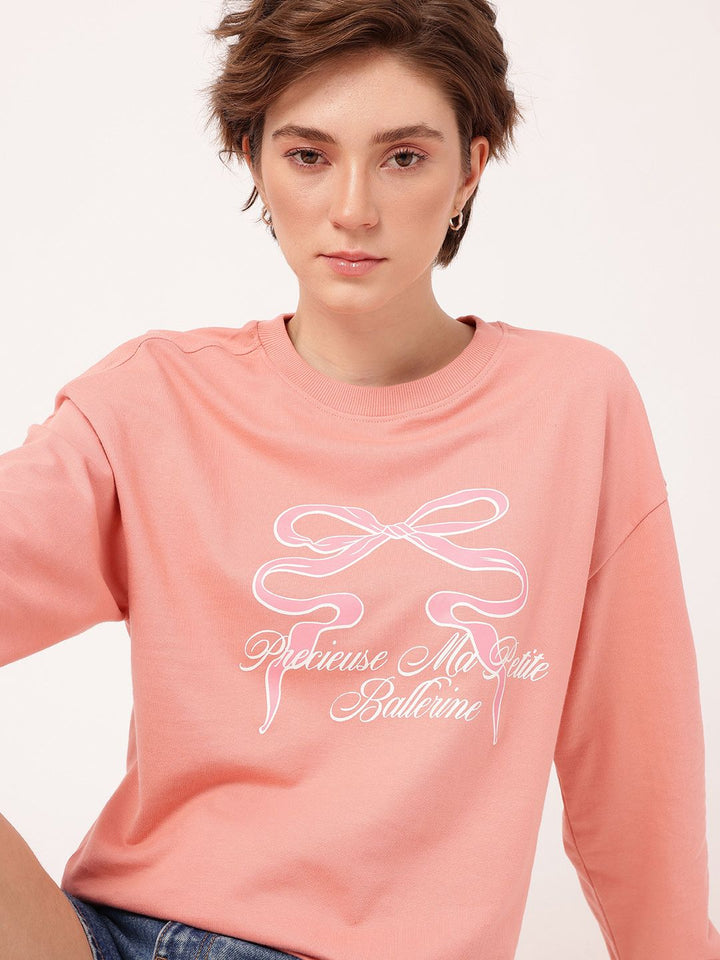 DressBerry Chic Charm Printed Cotton Terry Relaxed Fit Sweatshirt