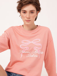 DressBerry Chic Charm Printed Cotton Terry Relaxed Fit Sweatshirt
