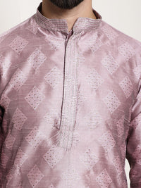 SOJANYA Ethnic Motif Woven Design Mandarin Collar Kurta With Pyjamas