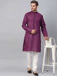 SOJANYA Lelaki Ungu Solid Kurta Lurus