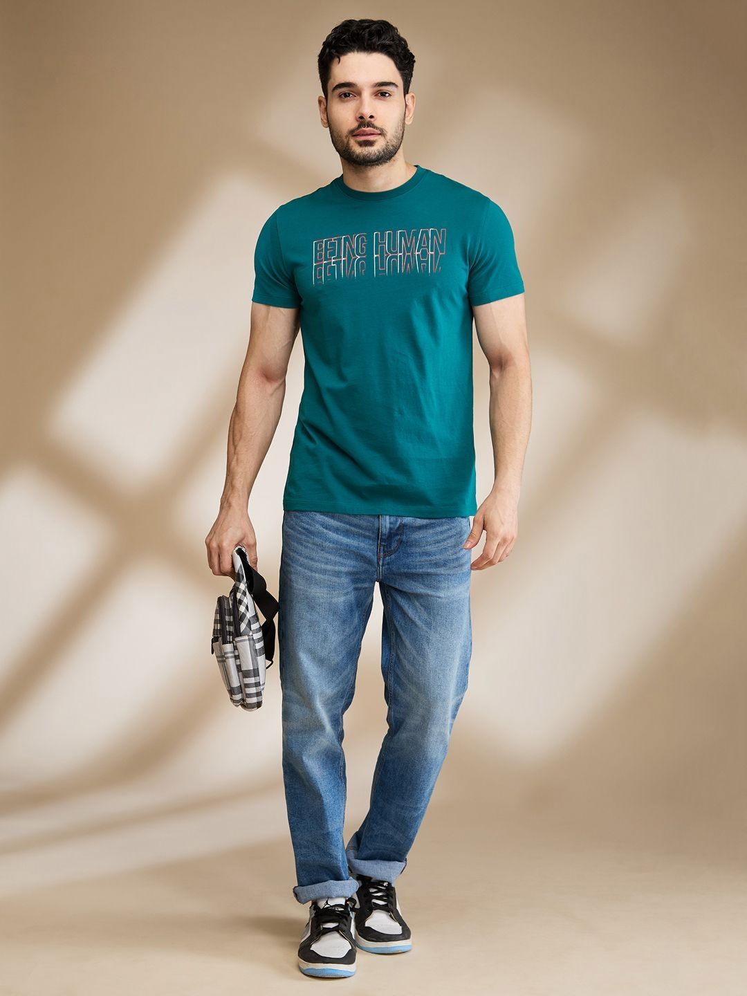 Being Human Men Typography Printed Applique T-shirt