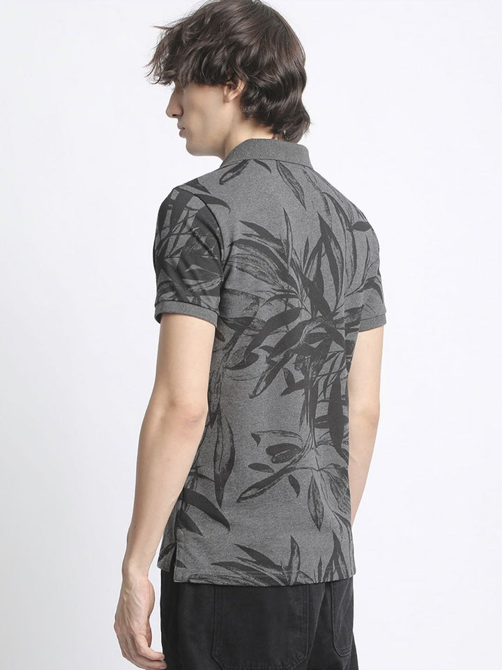 THE BEAR HOUSE Tropical Printed Polo Collar Pure Cotton T-Shirt