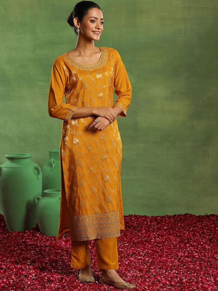 Libas Floral Woven Design Kurta with Palazzo & Dupatta