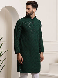 SOJANYA Dihiasi Pure Cotton Kolar Mandarin Kurta Lurus