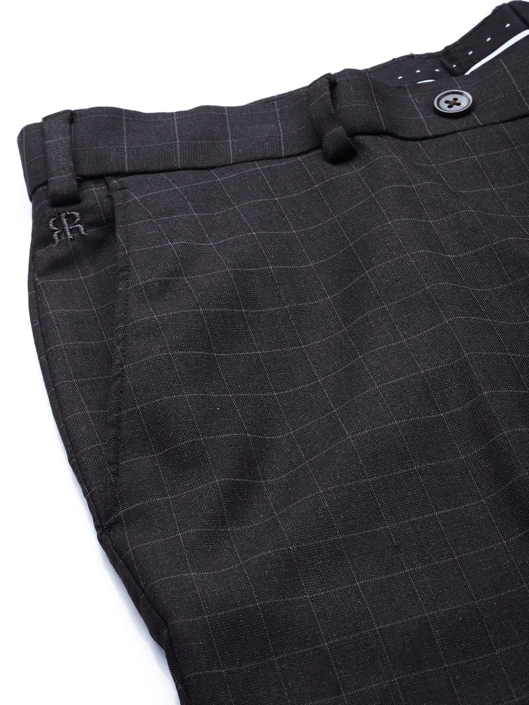 Raymond Men Grey Checked Slim Fit Formal Trousers