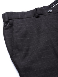 Raymond Men Grey Checked Slim Fit Formal Trousers