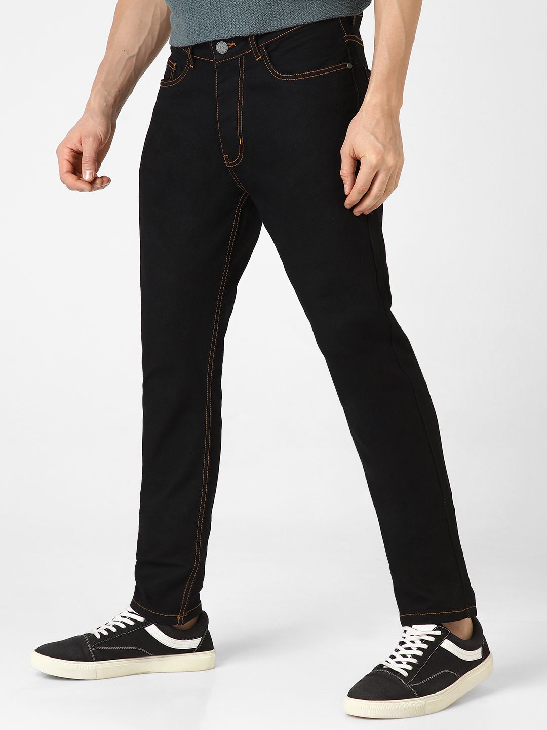 Urbano Fashion Men Black Slim Fit Mid-Rise Clean Look Stretchable Jeans