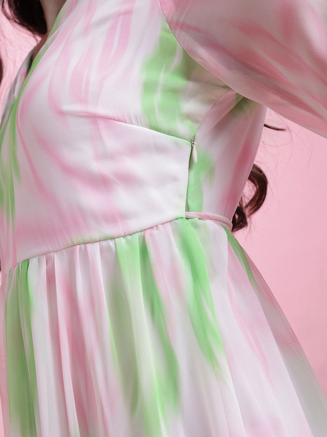 DressBerry Printed Ruffled A-Line Tiered Midi Dress