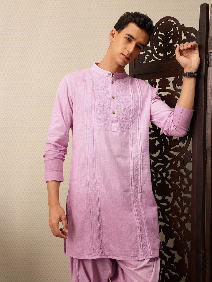 House of Pataudi Floral Embroidered Pure Cotton Jashn Kurta with Salwar