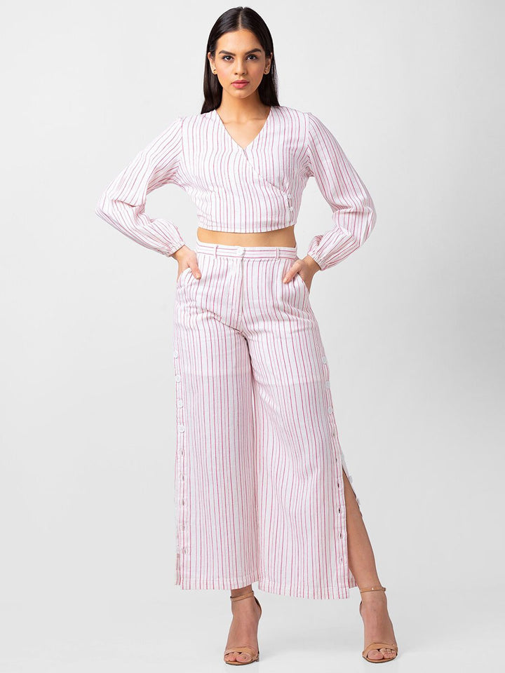 SPYKAR Women Striped Cropped Cotton Trousers