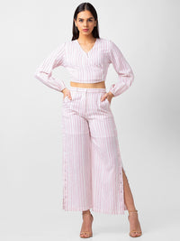 SPYKAR Women Striped Cropped Cotton Trousers