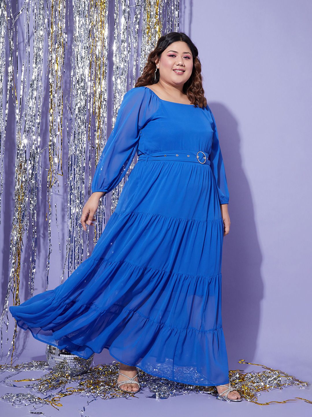 SASSAFRAS Curve Georgette Tiered Maxi Dress