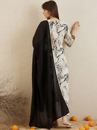 Indo Era Printed Regular Mirror Work Pure Cotton Kurta with Trousers & Dupatta