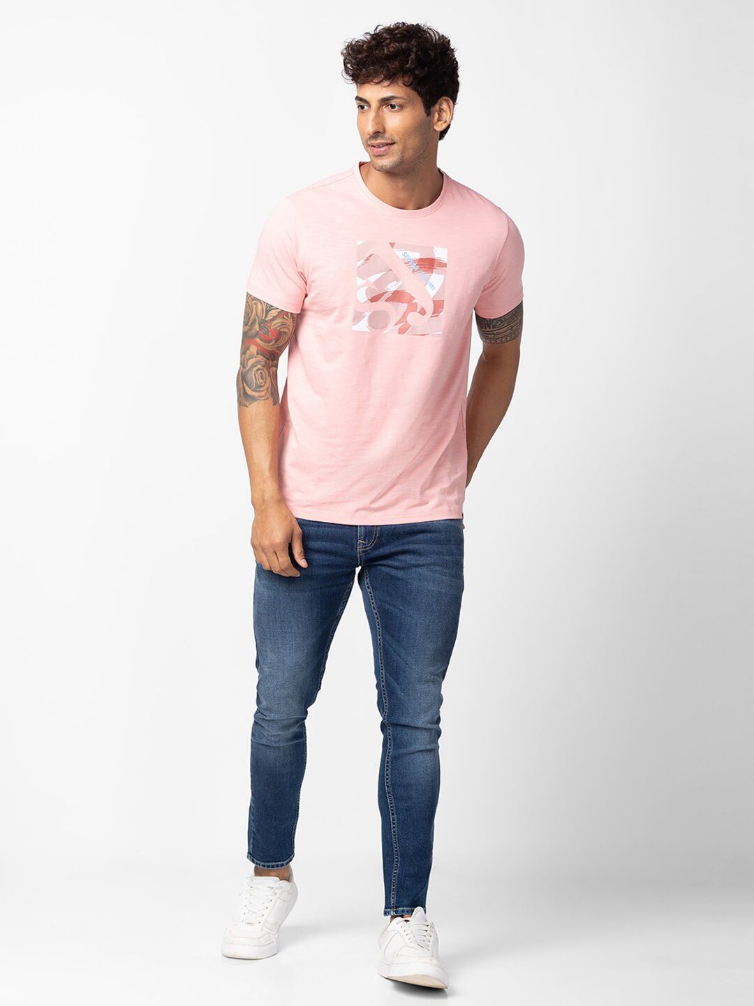 SPYKAR Men Printed Slim Fit Cotton T-shirt