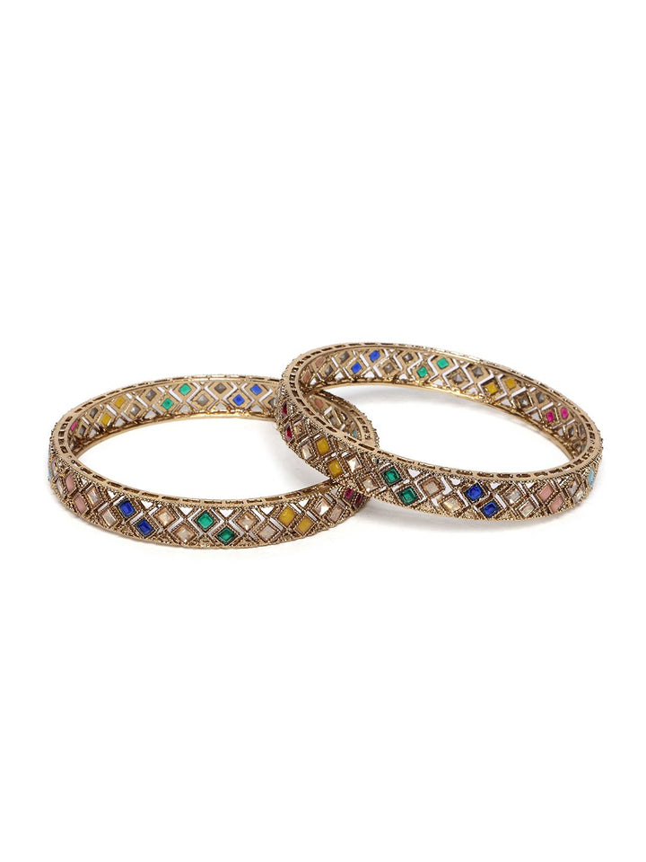 Set PANASH 2 Gelang Bertampal Batu Bersalut Emas