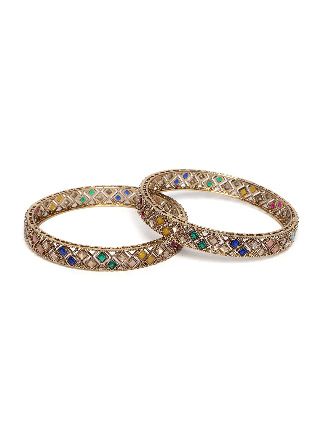 Set PANASH 2 Gelang Bertampal Batu Bersalut Emas